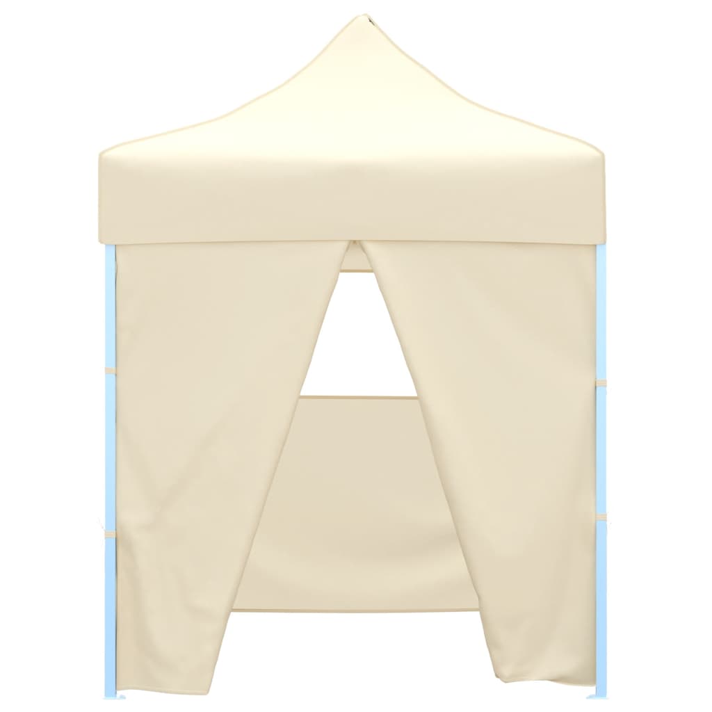 vidaXL Partytent met 4 zijwanden inklapbaar 2x2 m staal crème afbeelding