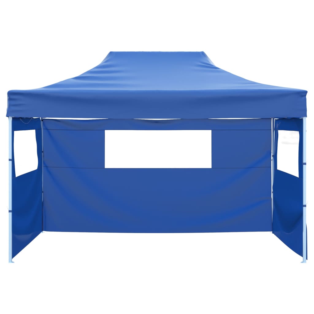 vidaXL Profi-Partyzelt Faltbar mit 3 Seitenwänden 3×4m Stahl Blau
