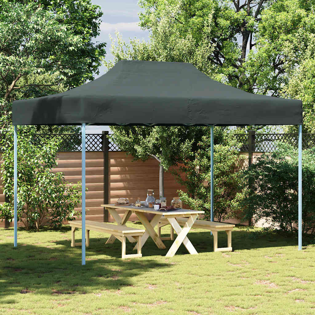 Foldbart partytelt 280 × 410 cm - antracit med blå ramme, oxfordstof