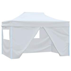 Profesionální skládací party stan 4 bočnice 280x410x315 cm ocel bílý - obrázek 1