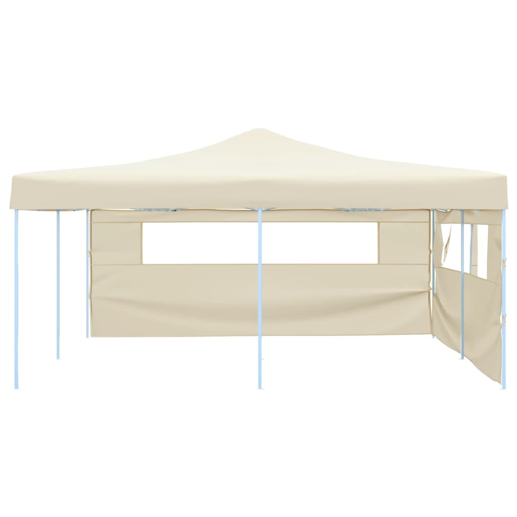 vidaXL Gazebo Pieghevole con 2 Pareti 5x5 m Crema