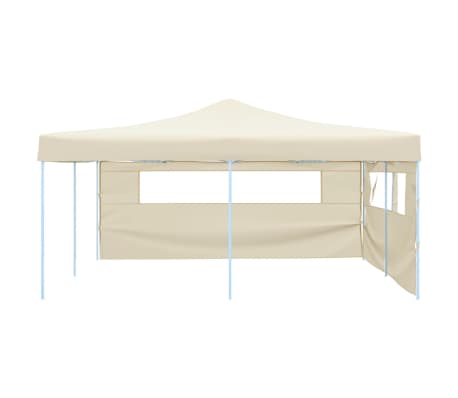 vidaXL Gazebo Pieghevole con 2 Pareti 5x5 m Crema