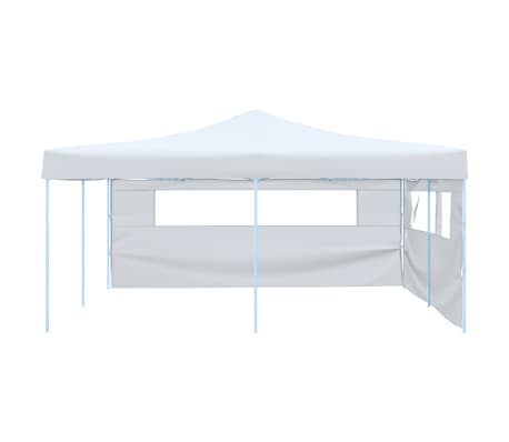 vidaXL foldbar pavillon med 2 sidevægge 5x5 m hvid