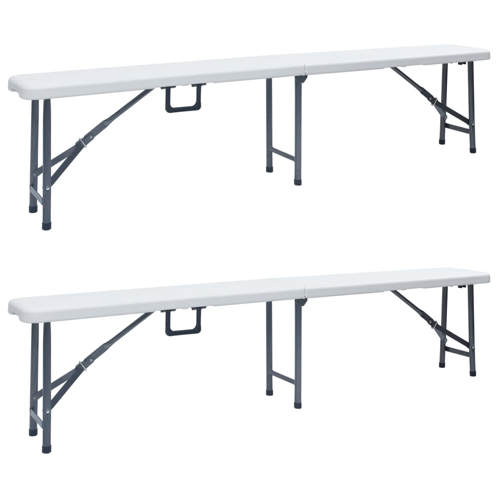 vidaXL Hopf&auml;llbara tr&auml;dg&aring;rdsb&auml;nkar 2 st 180 cm HDPE vit