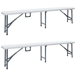 Skládací zahradní lavice 2 ks 180 cm HDPE bílé - obrázek 1