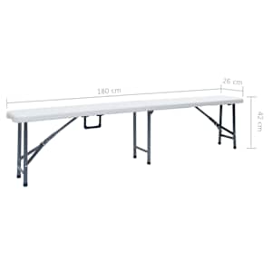 Skládací zahradní lavice 2 ks 180 cm HDPE bílé - obrázek 8