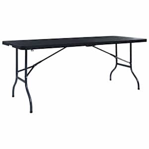 vidaXL kokkupandav aialaud, must, 180x75x72 cm, HDPE, rotangiv&auml;limus