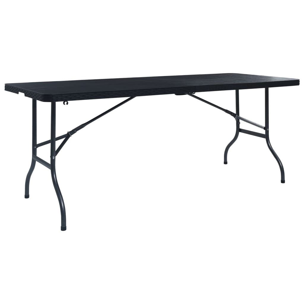 vidaXL Masă grădină pliabilă, negru, 180x75x72 cm, HDPE imitație ratan