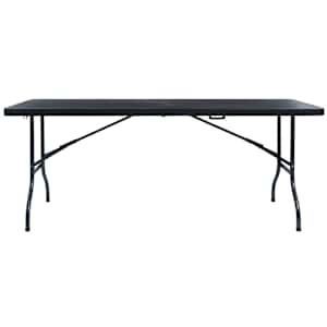 Skládací zahradní stůl černý 180x75x72 cm HDPE imatace ratan - obrázek 2