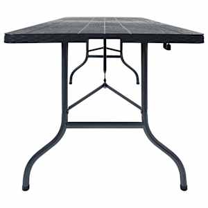 Skládací zahradní stůl černý 180x75x72 cm HDPE imatace ratan - obrázek 3