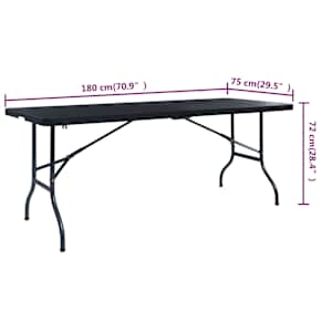 Skládací zahradní stůl černý 180x75x72 cm HDPE imatace ratan - obrázek 6