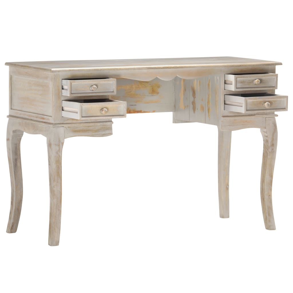 vidaXL Bureau Gris 115x45x75 cm Bois de manguier massif