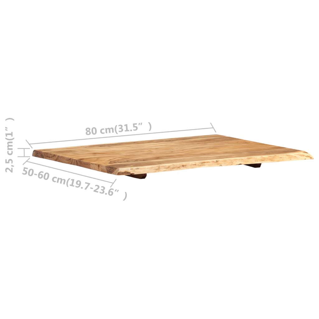 Stolní deska masivní akáciové dřevo 80 x (50–60) x 2,5 cm