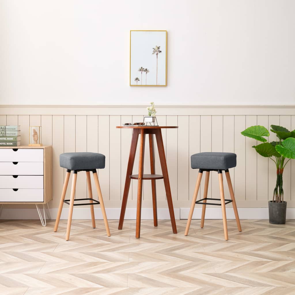 vida XL Barhocker 2 Stk. Hellgrau Stoff