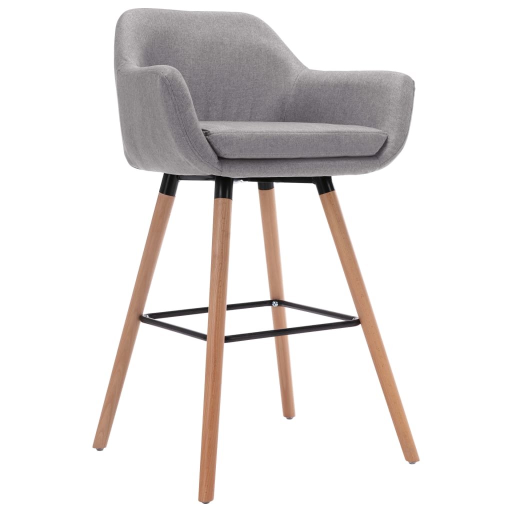 vidaXL Chaise de bar avec accoudoir Gris clair Tissu 