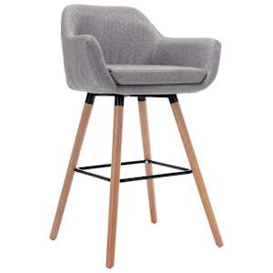 vidaXL Baro kėdės su porankiais, 2vnt., šviesiai pilkos, audinys