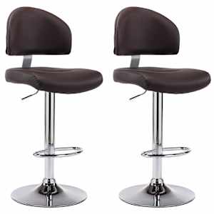 Barski stolčki 2 kosa rjavo umetno usnje - slika 2