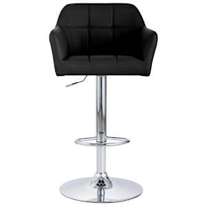 vidaXL Baro taburetė su porankiais, juodos spalvos, dirbtinė oda