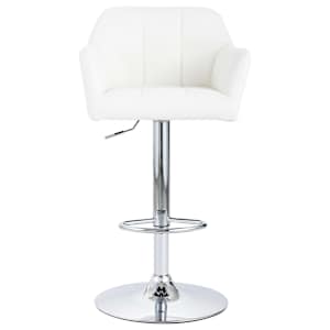 vidaXL Baro taburetė su porankiais, baltos spalvos, dirbtinė oda