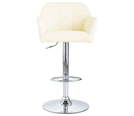 vidaXL Baro taburetė su porankiais, kreminės spalvos, dirbtinė oda