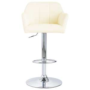 vidaXL Baro taburetė su porankiais, kreminės spalvos, dirbtinė oda