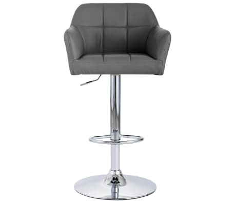 vidaXL Baro taburetė su porankiais, pilkos spalvos, dirbtinė oda