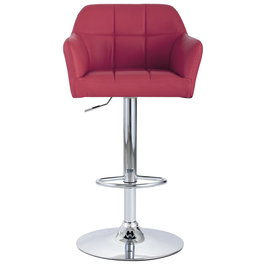 vidaXL Barski stolček z naslonjali za roke vinsko rdeče umetno usnje
