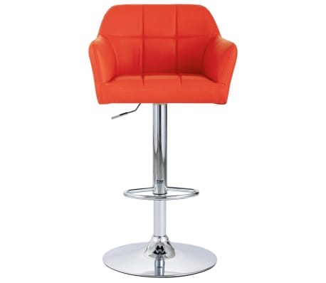 vidaXL Barski stolček z naslonjali za roke oranžno umetno usnje
