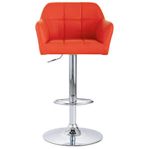 vidaXL Baro taburetė su porankiais, oranžinės spalvos, dirbtinė oda