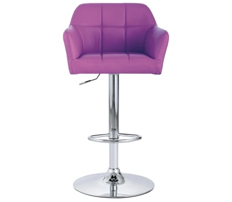 vidaXL Barski stolček z naslonjali za roke vijolično umetno usnje