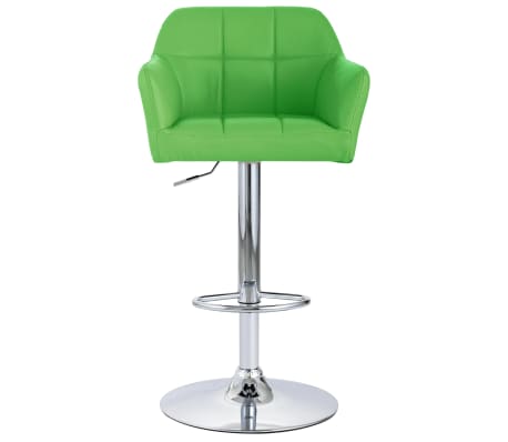 vidaXL Barski stolček z naslonjali za roke zeleno umetno usnje