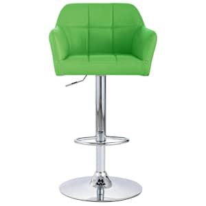vidaXL Baro taburetė su porankiais, žalios spalvos, dirbtinė oda
