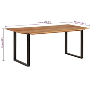 Jídelní stůl 180 x 90 x 76 cm masivní akáciové dřevo - obrázek 8