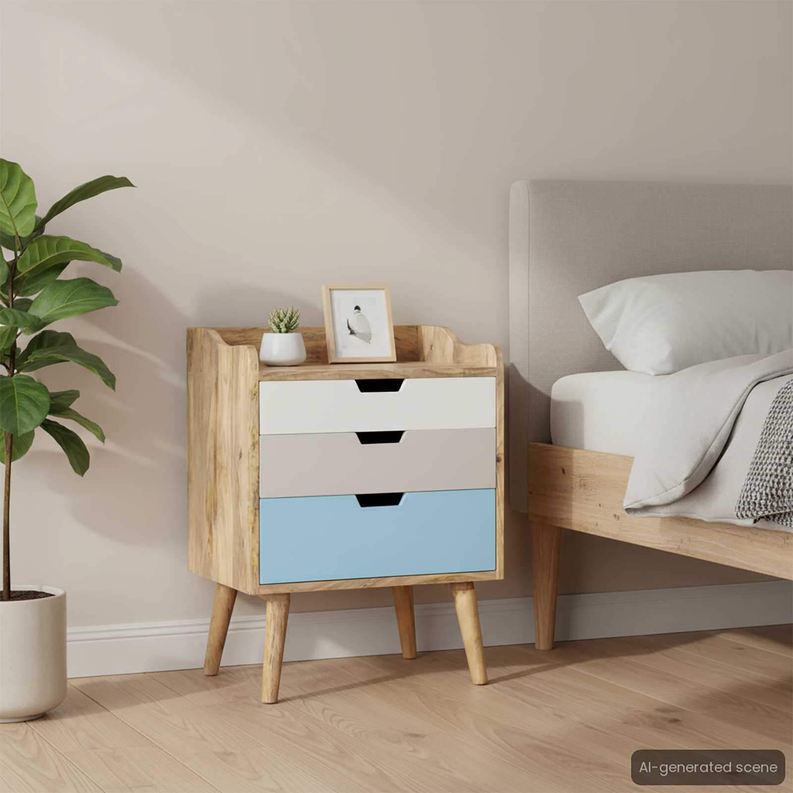 vidaXL Sängbord 47x35x63 cm massivt mangoträ