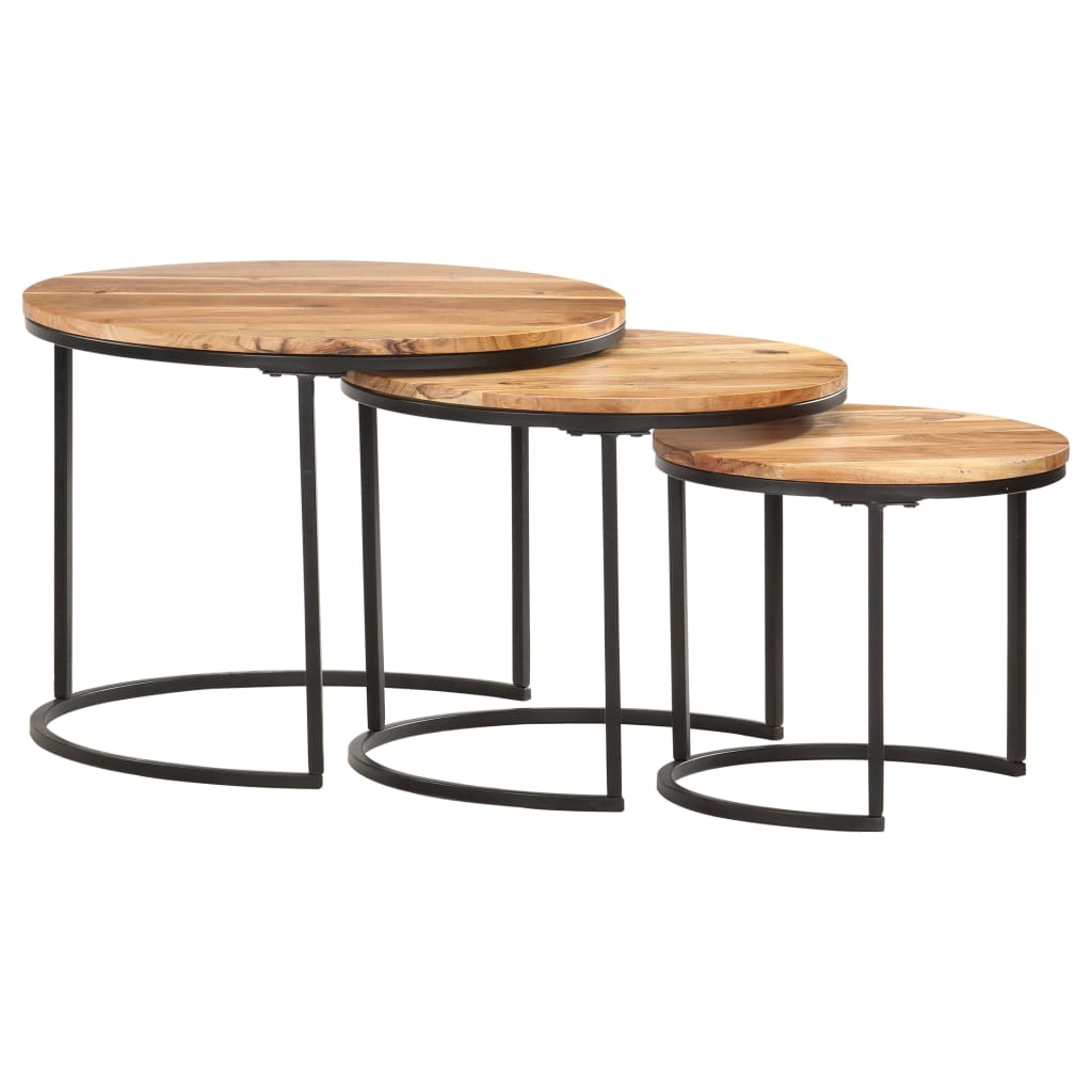 Nesting Tables 3 Piece Solid Acacia Wood