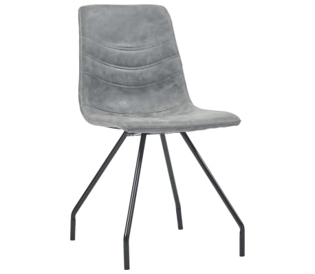 vidaXL Valgomojo kėdės, 6vnt., tamsiai pilkos spalvos, dirbtinė oda