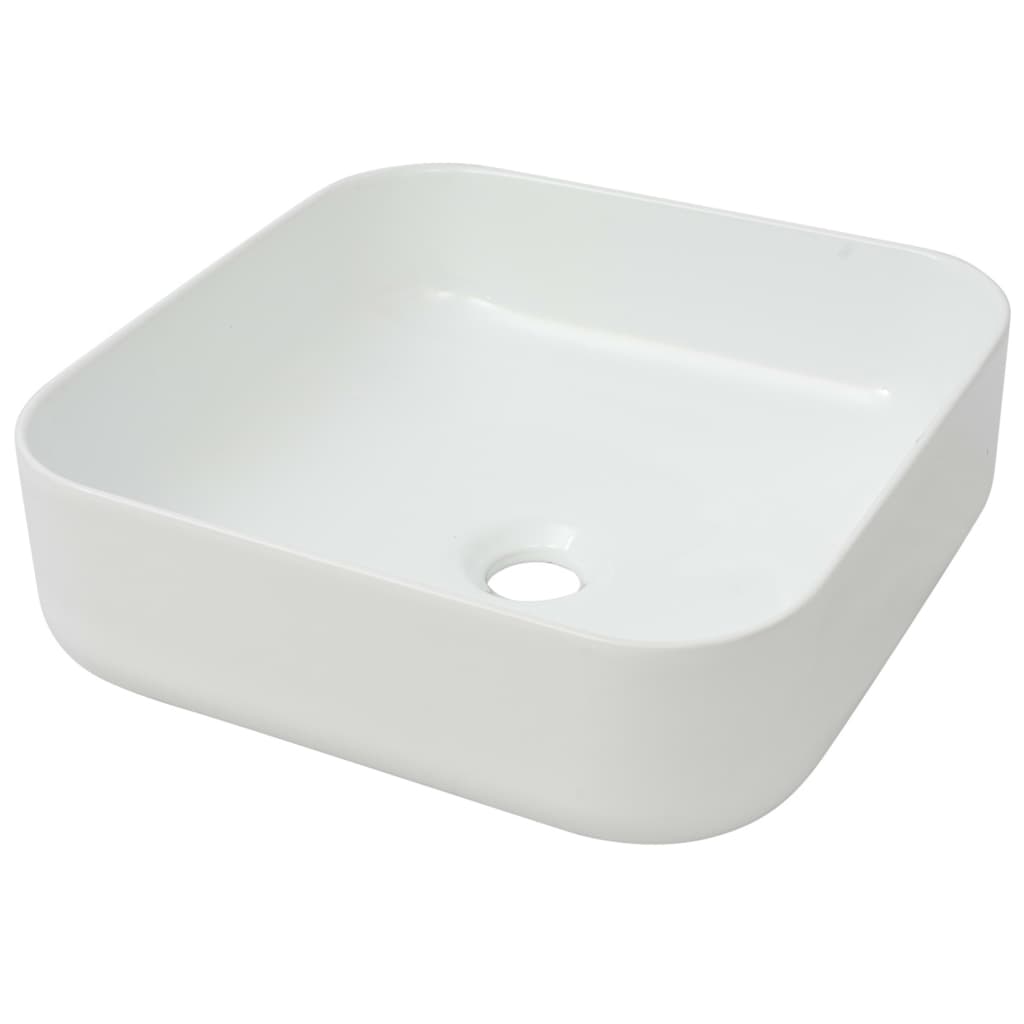 

vidaXL Basin Square Ceramic White 15"x15"x5.3"