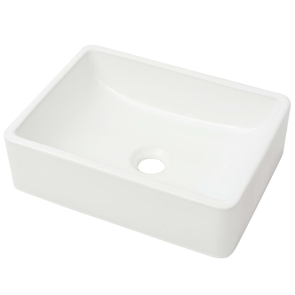 Image of vidaXL Basin Ceramic White 16.1"x11.8"x4.7"