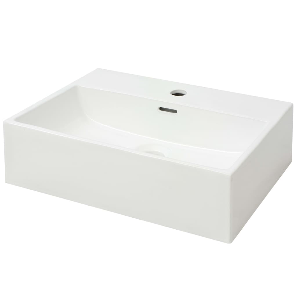 

vidaXL Basin with Faucet Hole Ceramic White 20.3"x15.2"x5.9"