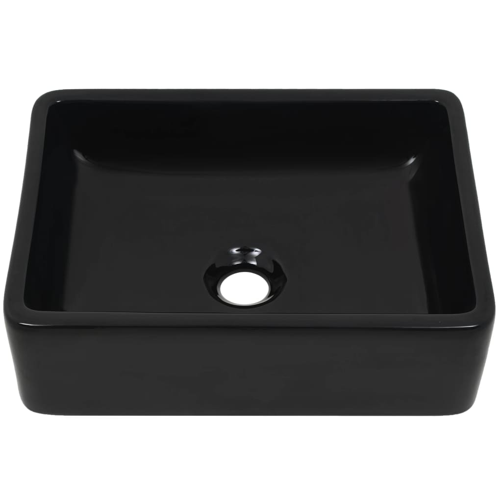 vidaXL Basin Ceramic Rectangular Black 16.1"x11.8"x4.7"