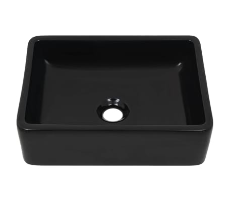 vidaXL Basin Ceramic Rectangular Black 16.1"x11.8"x4.7"