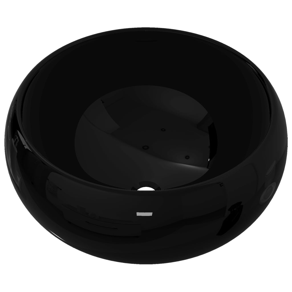 

vidaXL Basin Ceramic Round Black 15.7"x5.9"