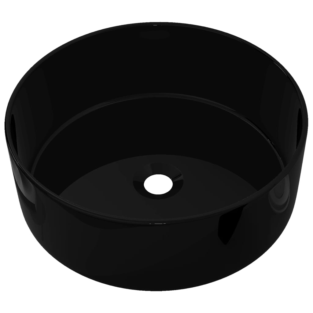 

vidaXL Basin Ceramic Round Black 15.7"x5.9"