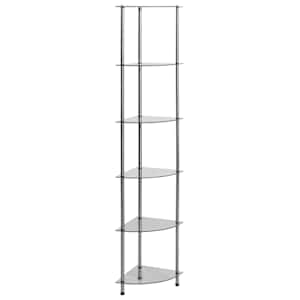 Polica 6-nadstropna prozorna 30x30x160 cm kaljeno steklo