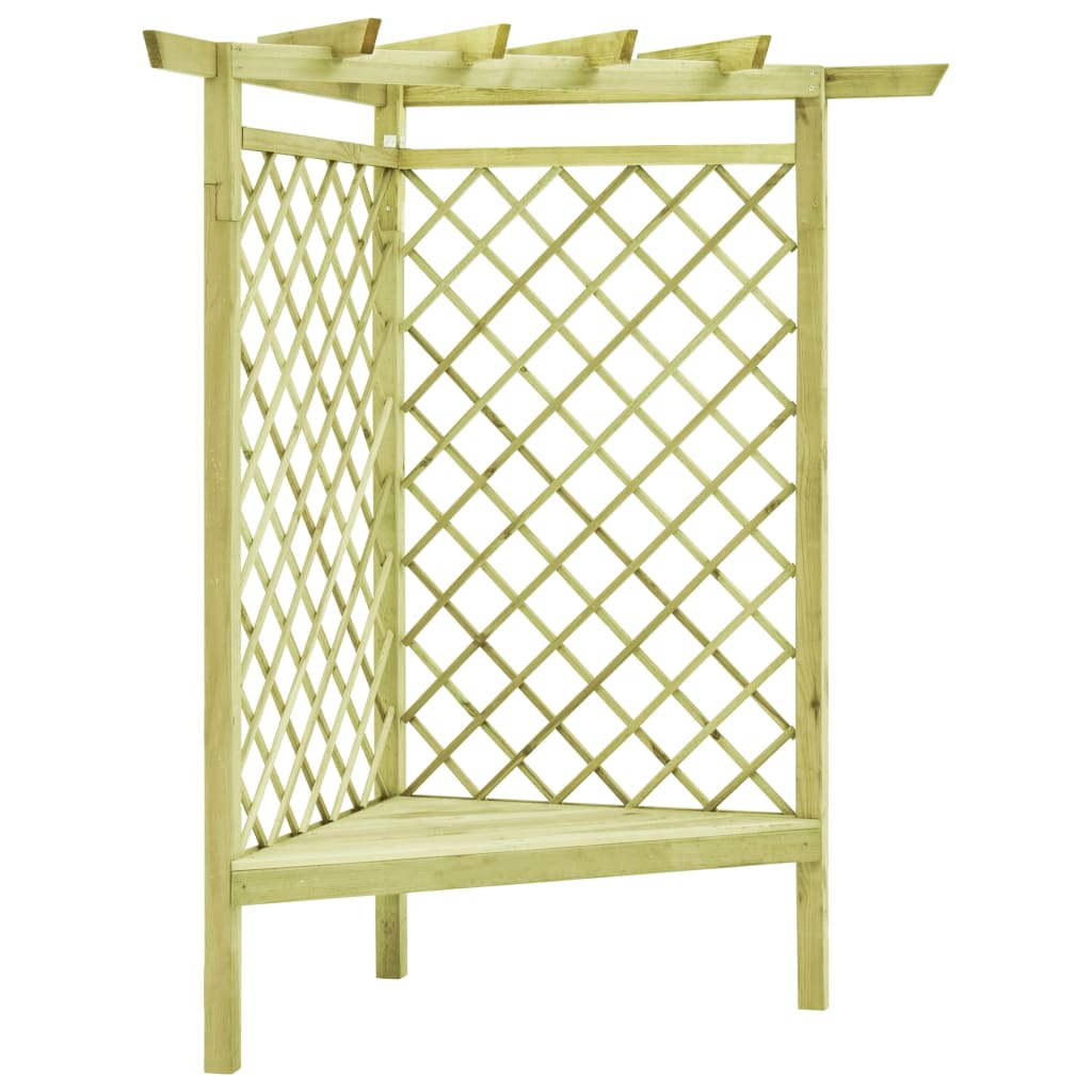 vidaXL Rohová pergola s lavicí 130x130x197 cm impregnovaná borovice