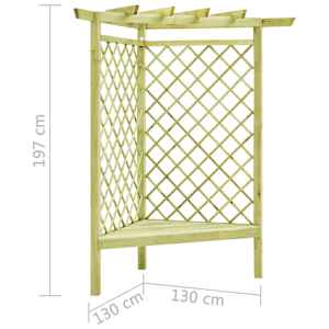 Rohová pergola s lavicí 130x130x197 cm impregnovaná borovice - obrázek 5