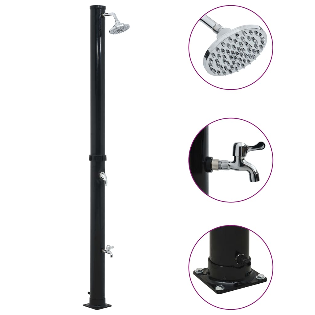 vidaXL Solární sprcha černá 220 cm 20 l