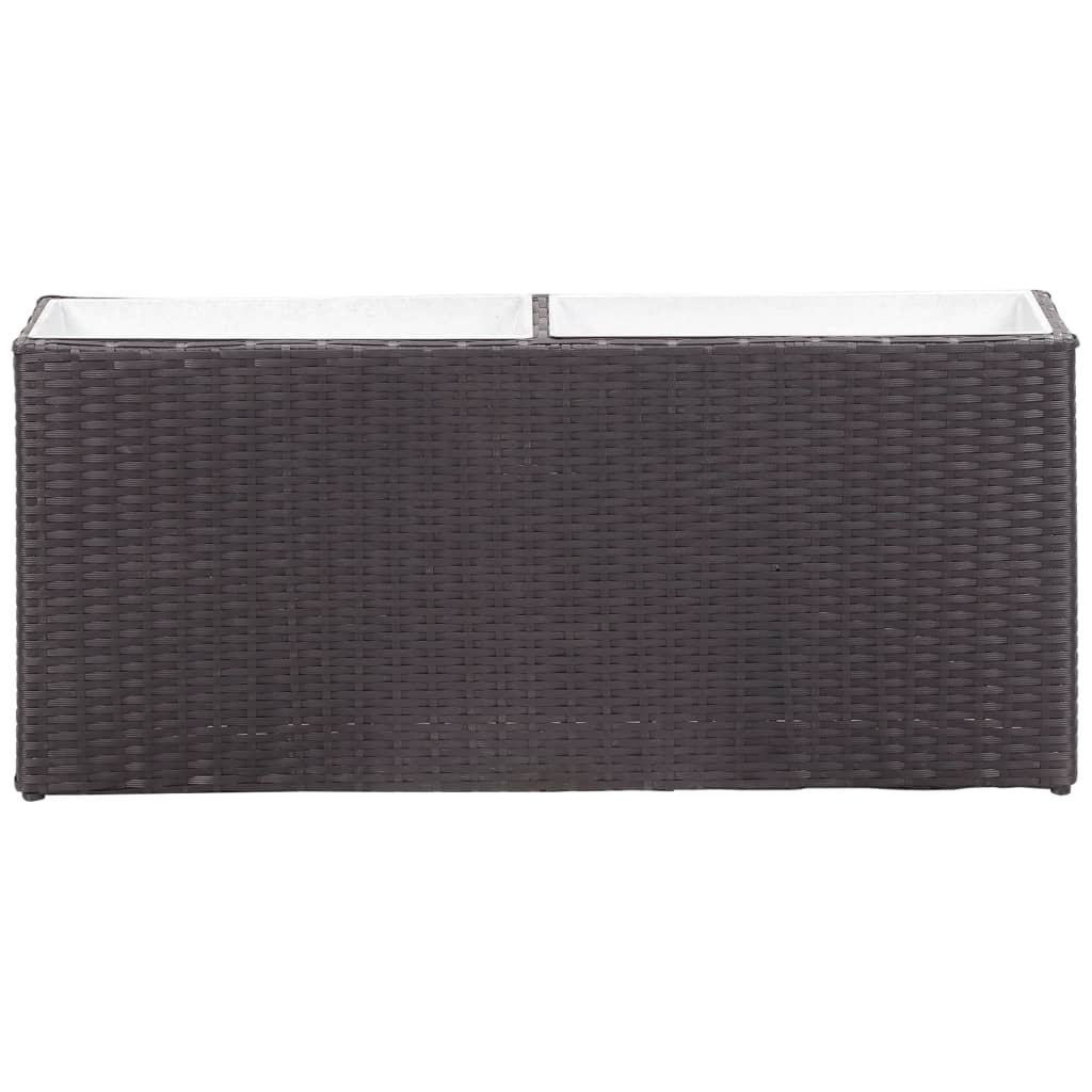 vidaXL Strat înălțat de grădină 2 ghivece negru 90x20x40 cm poliratan