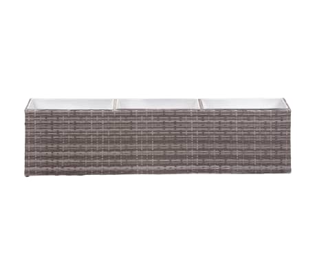vidaXL Ζαρντινιέρα Υπερυψωμένη 3 Δοχεία Γκρι 150x20x40 εκ. Συνθ.Ρατάν