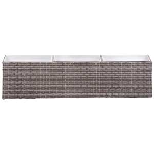 vidaXL Ζαρντινιέρα Υπερυψωμένη 3 Δοχεία Γκρι 150x20x40 εκ. Συνθ.Ρατάν